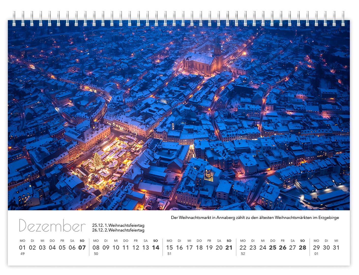 Bild: 9783910680821 | Kalender Sachsen von oben kompakt 2025 | 21 x 15 cm weißes Kalendarium