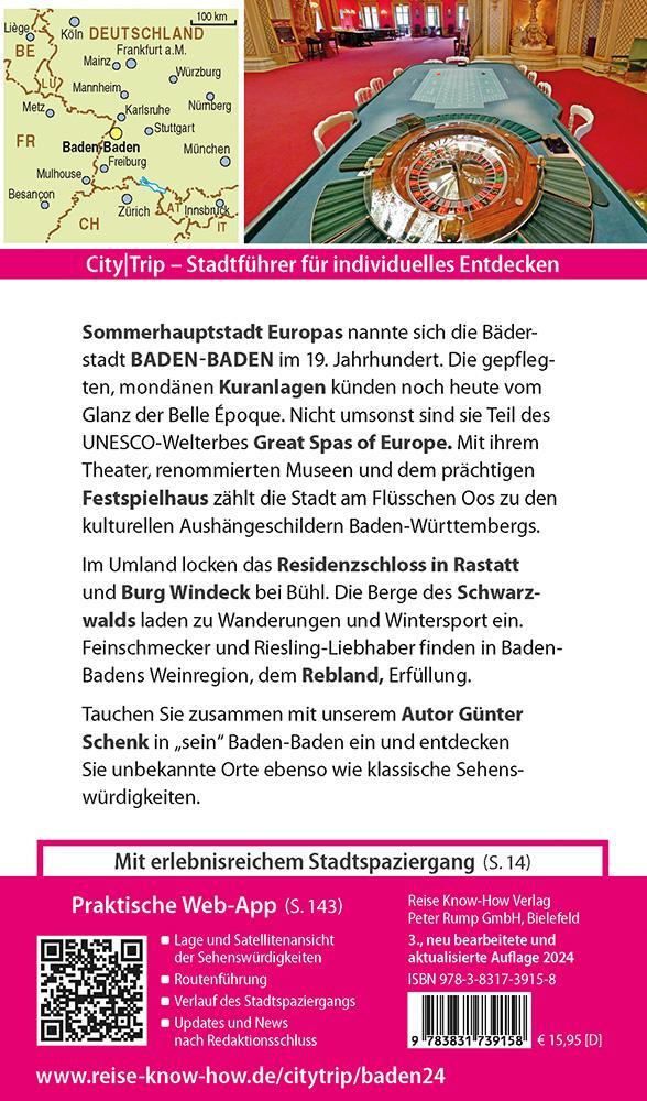 Rückseite: 9783831739158 | Reise Know-How CityTrip Baden-Baden | Günter Schenk | Taschenbuch