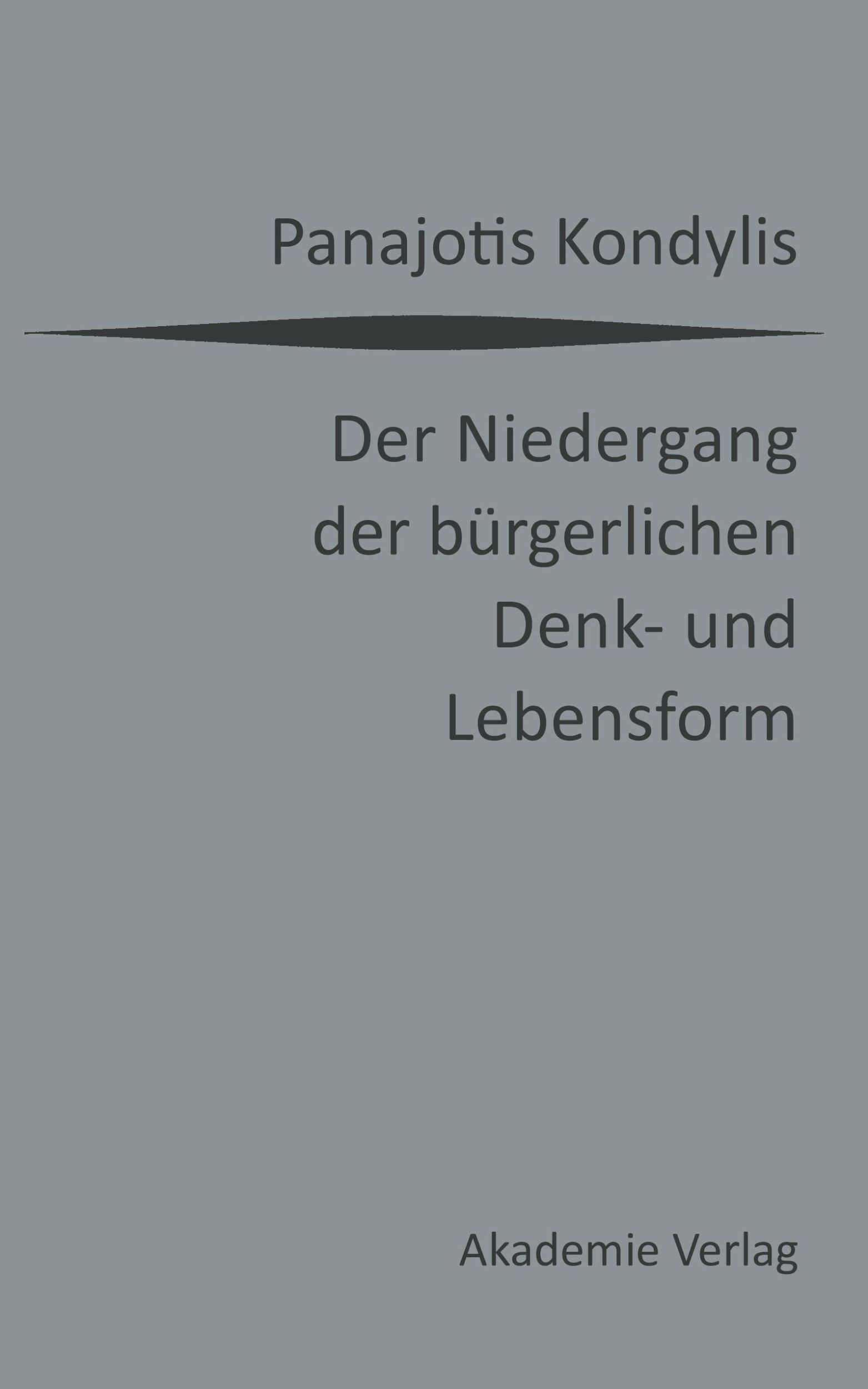 Cover: 9783050050522 | Der Niedergang der bürgerlichen Denk- und Lebensform | Kondylis | Buch