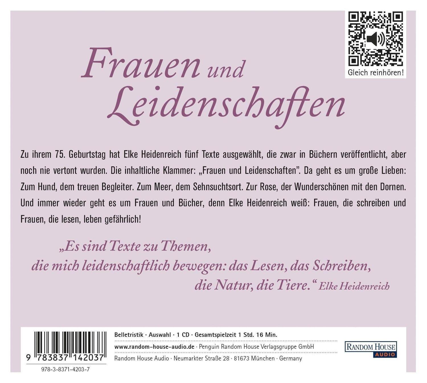 Bild: 9783837142037 | Frauen und Leidenschaften | Ausgewählte Lieblingstexte | Heidenreich