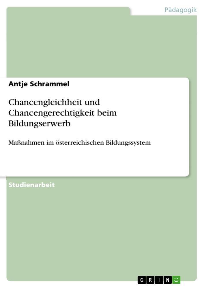 Cover: 9783656218562 | Chancengleichheit und Chancengerechtigkeit beim Bildungserwerb | Buch