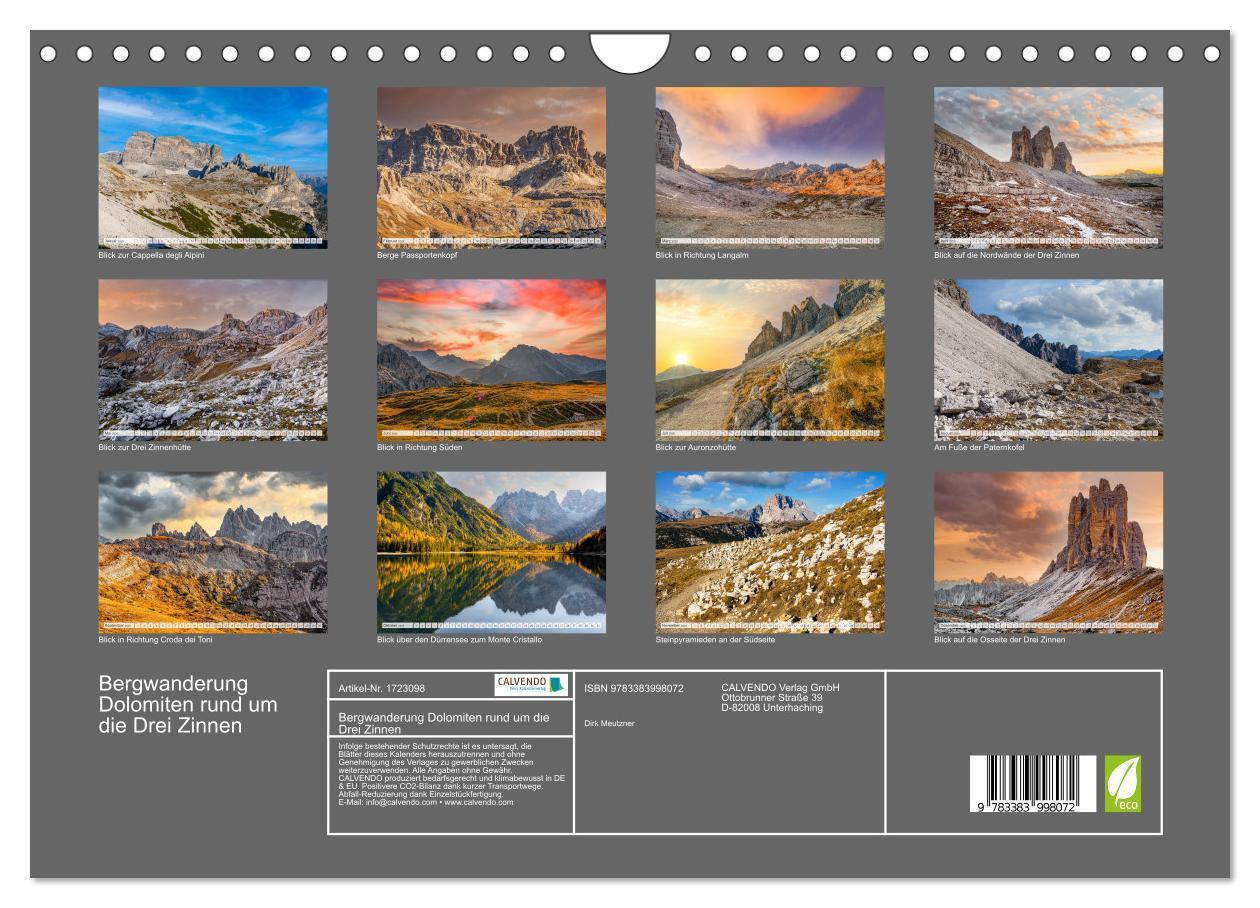 Bild: 9783383998072 | Bergwanderung Dolomiten rund um die Drei Zinnen (Wandkalender 2025...