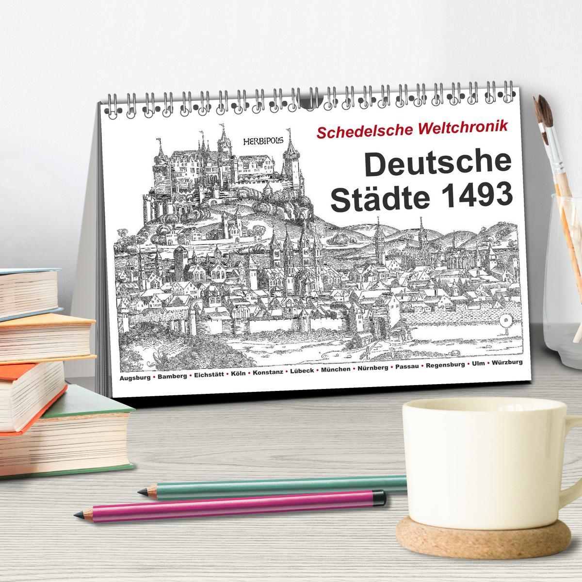 Bild: 9783435305827 | Schedelsche Weltchronik Deutsche Städte 1493 (Tischkalender 2025...