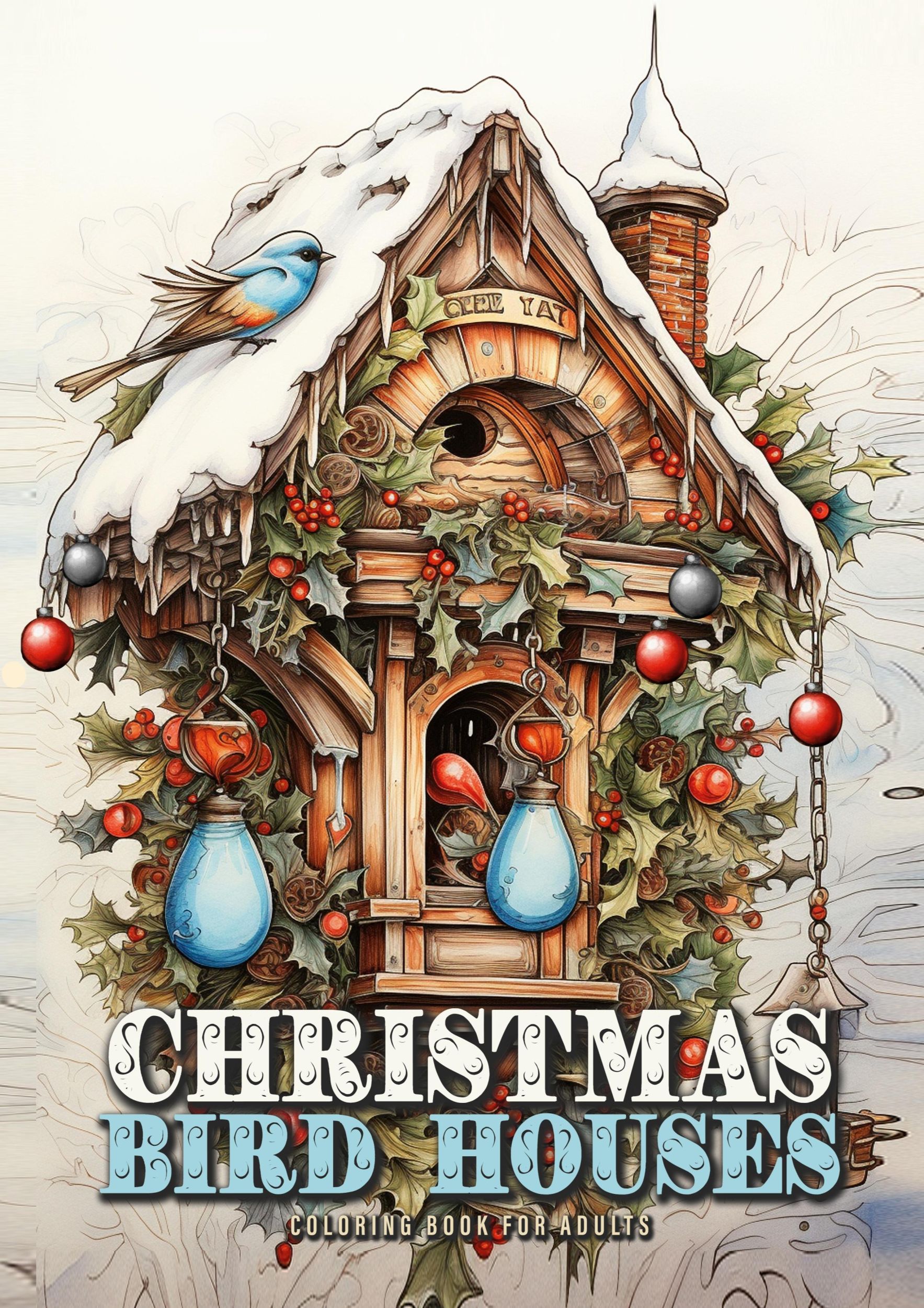 Cover: 9783758422577 | Christmas Bird Houses Coloring Book for Adults | Monsoon Publishing