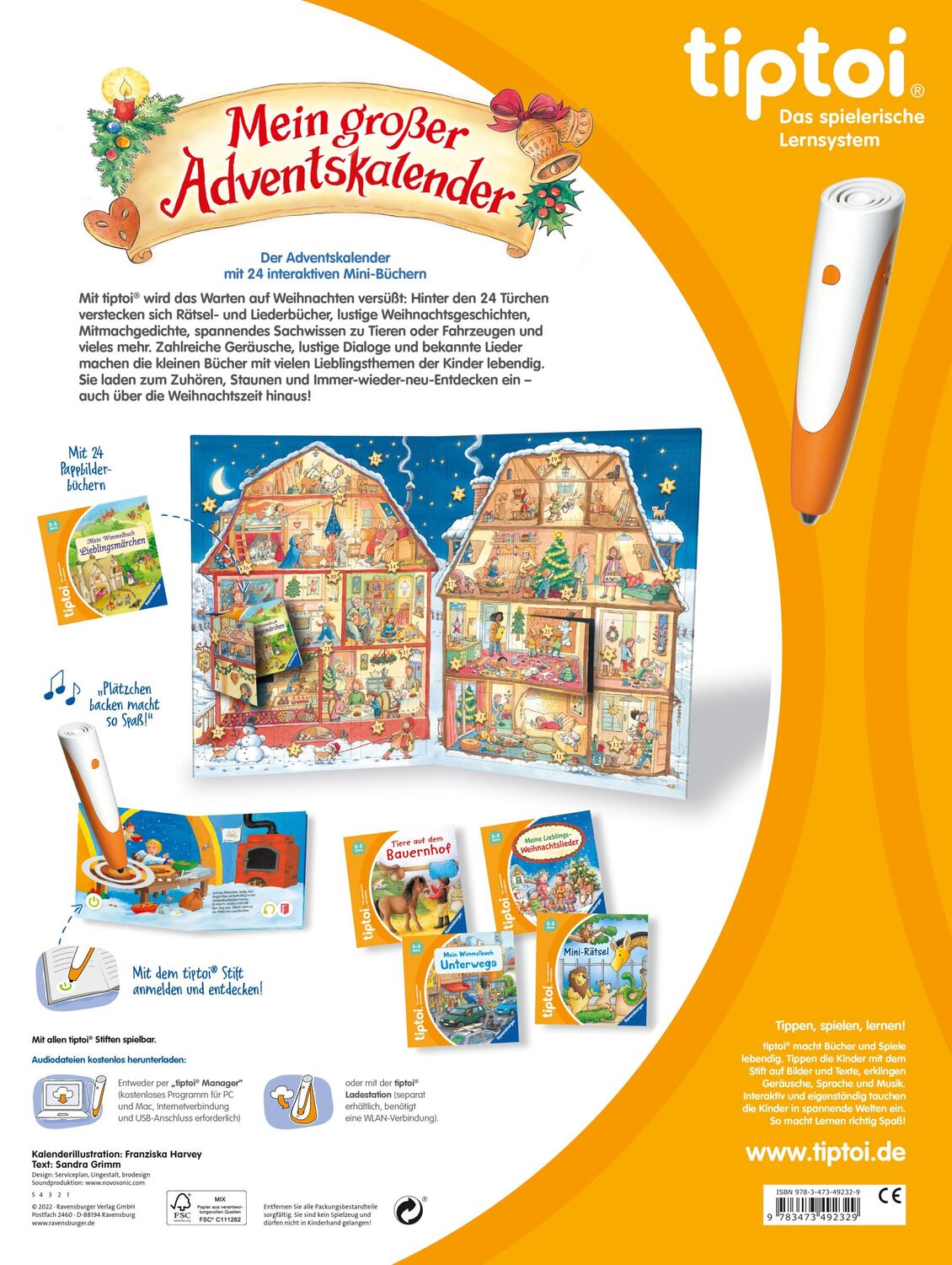 Rückseite: 9783473492329 | tiptoi® Mein großer Adventskalender | Sandra Grimm | Kalender