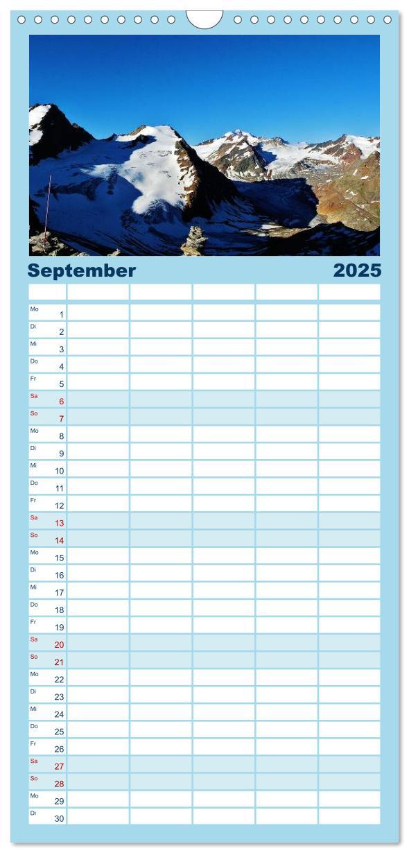 Bild: 9783457113561 | Familienplaner 2025 - Alpenüberquerung mit 5 Spalten (Wandkalender,...