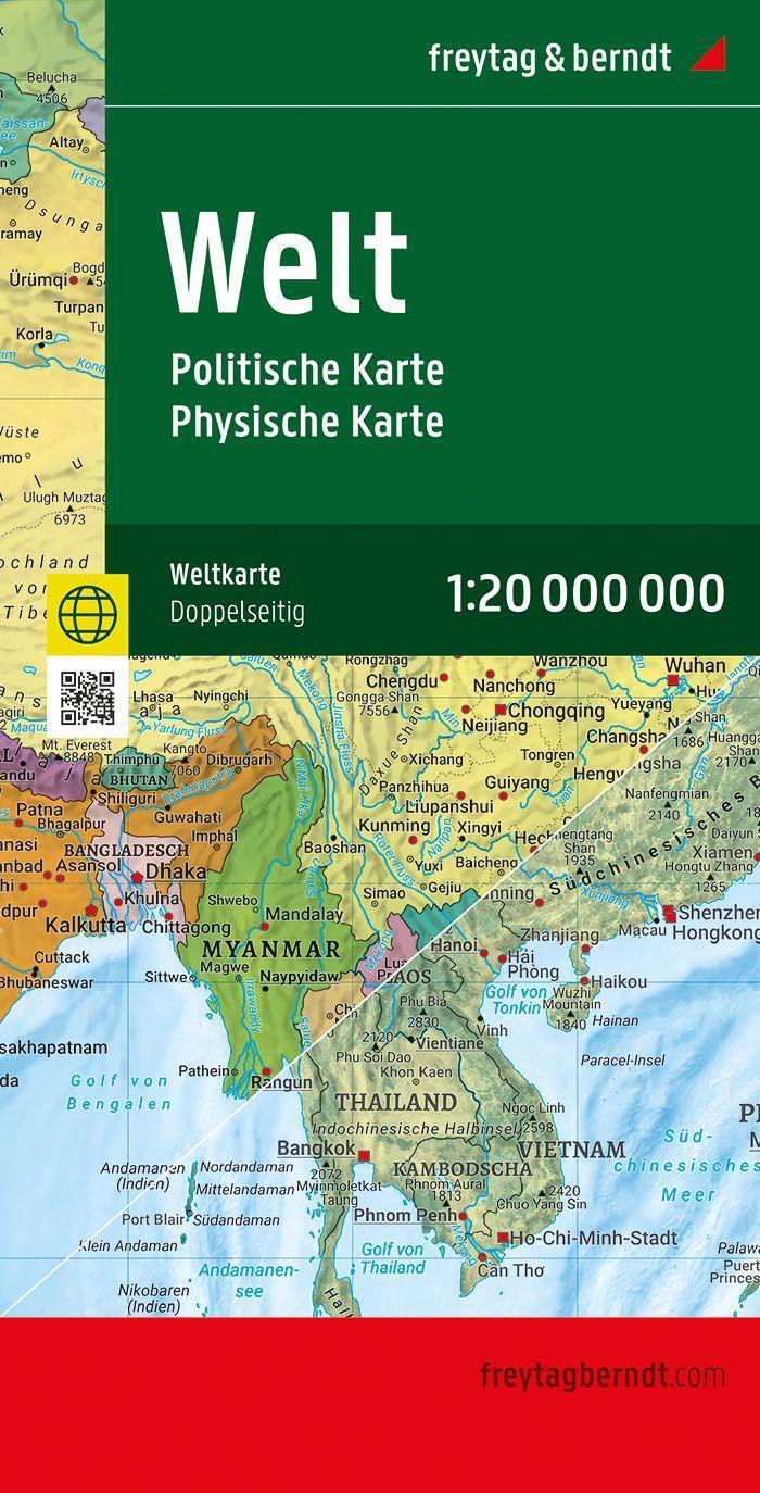 Cover: 9783707923018 | Weltkarte, politisch - physisch, 1:20.000.000, gefaltet, freytag &amp;...