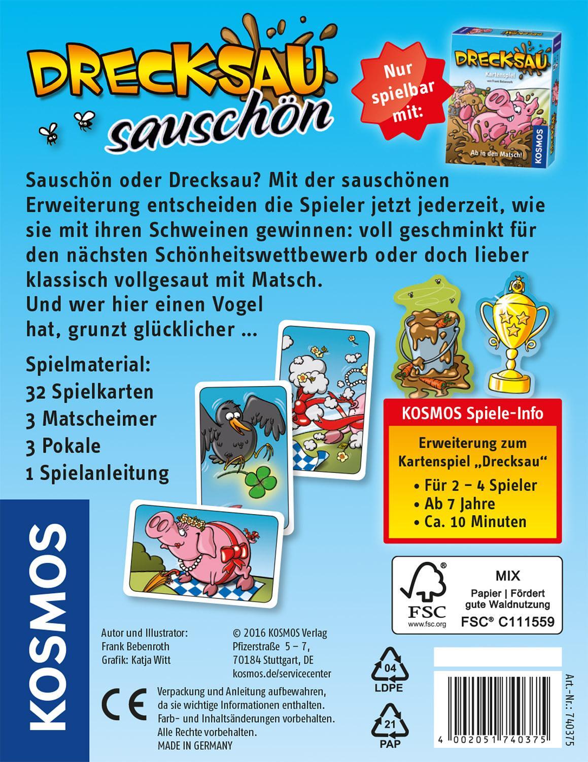 Rückseite: 4002051740375 | Drecksau sauschön | Kartenspiel für 2 - 4 Spieler ab 7 Jahren | Spiel