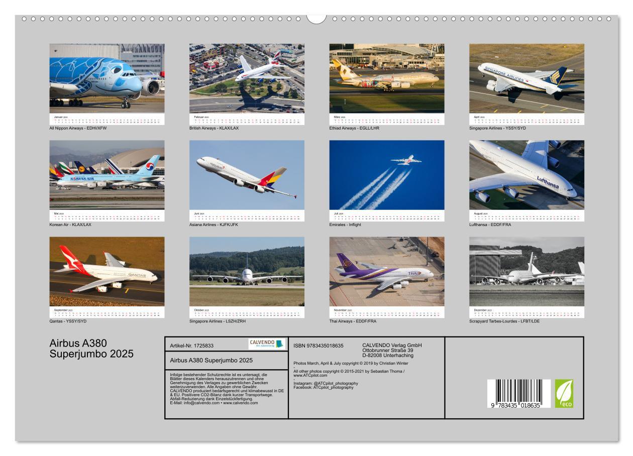 Bild: 9783435018635 | Airbus A380 Superjumbo 2025 (hochwertiger Premium Wandkalender 2025...