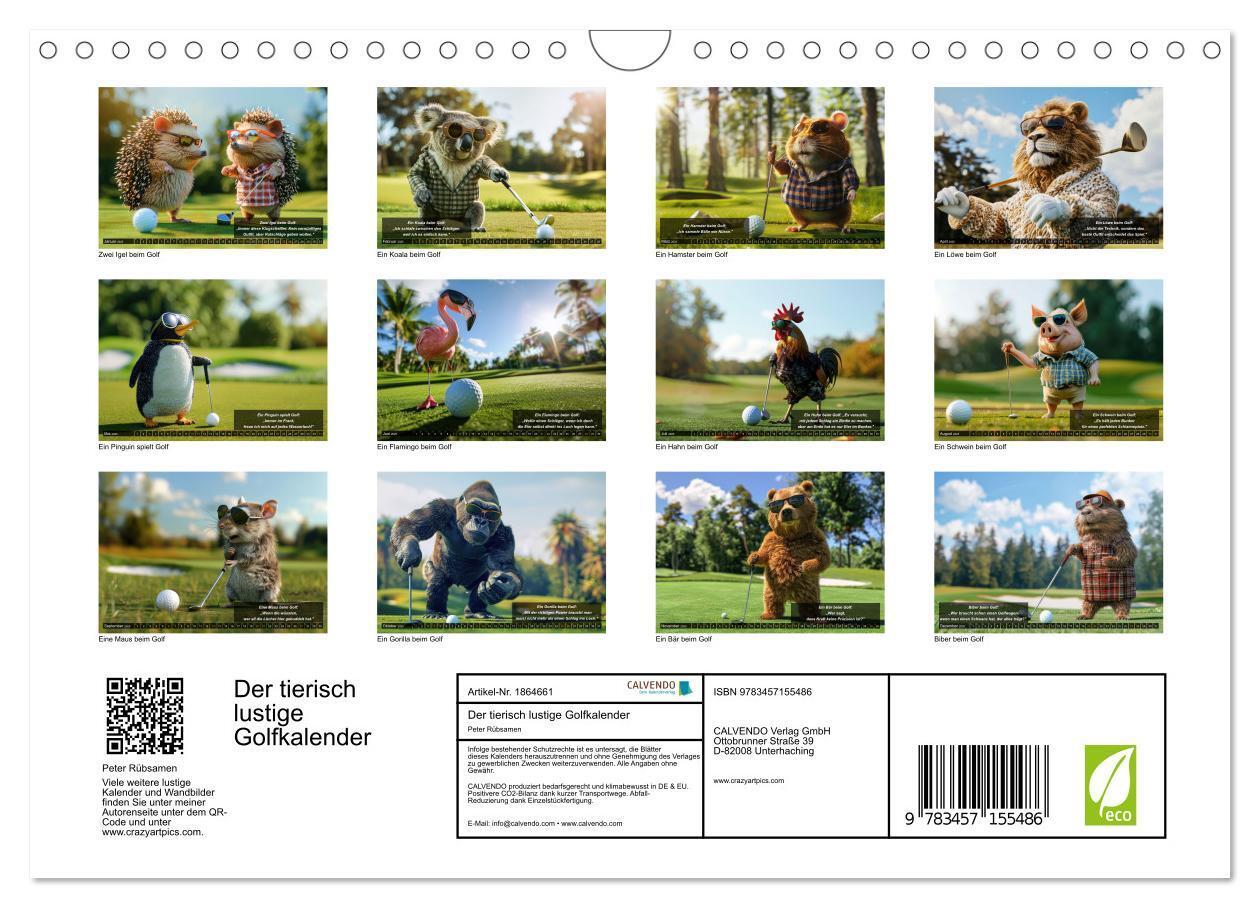 Bild: 9783457155486 | Der tierisch lustige Golfkalender (Wandkalender 2025 DIN A4 quer),...