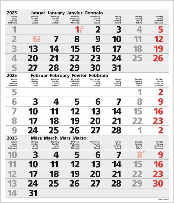 Bild: 9783731877530 | 3-Monats-Planer Comfort Grau 2025 | Verlag Korsch | Kalender | 12 S.