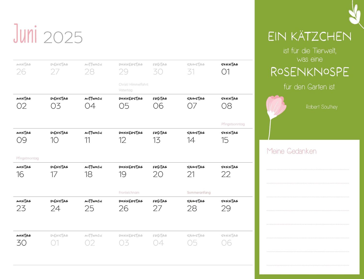 Bild: 9783966648561 | Mein Literarischer Katzenkalender 2025 Wandkalender | Kalender | 14 S.