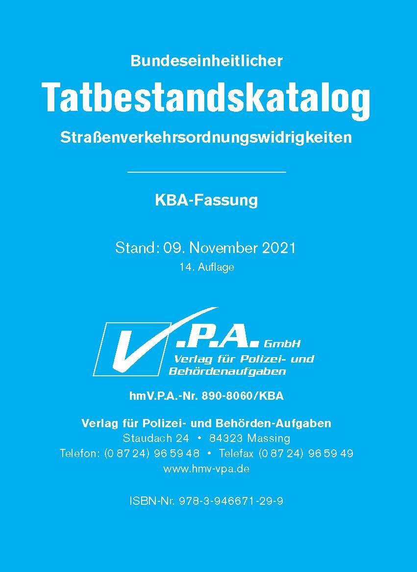 Cover: 9783946671480 | Bundeseinheitlicher Tatbestandskatalog KBA-Langfassung, gebunden | V.