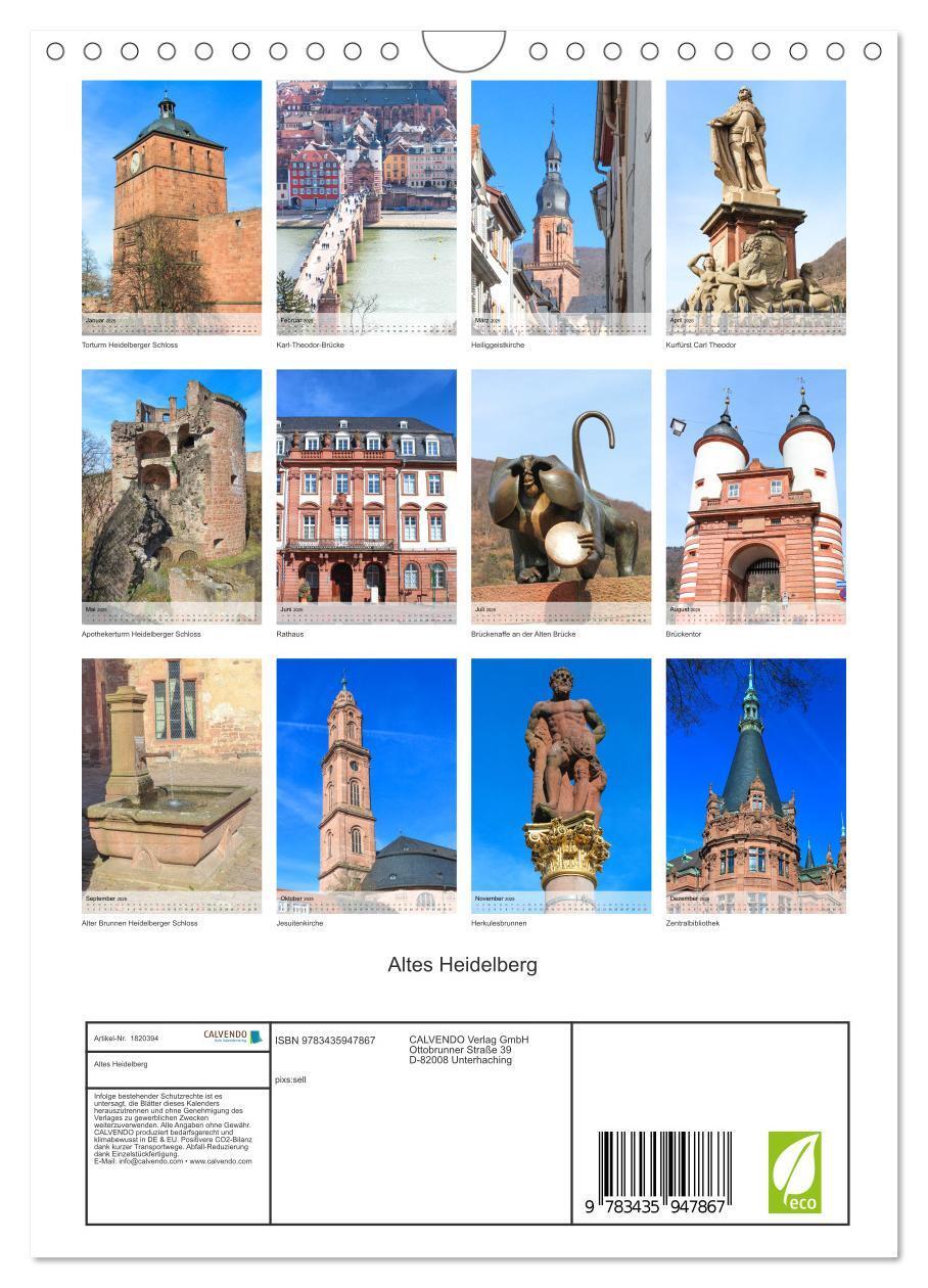 Bild: 9783435947867 | Altes Heidelberg (Wandkalender 2025 DIN A4 hoch), CALVENDO...