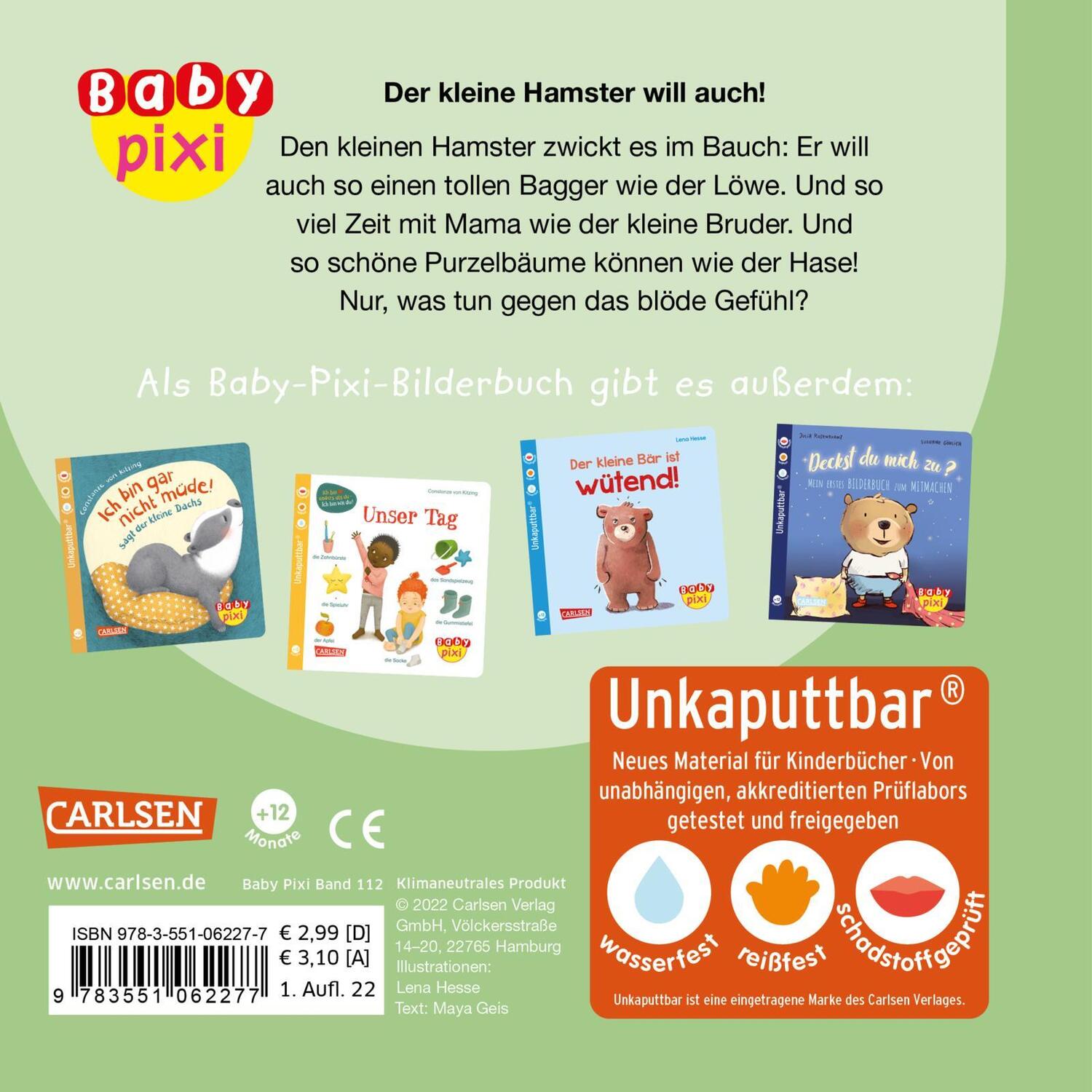 Rückseite: 9783551261014 | Baby Pixi (unkaputtbar) 112: VE 5 Der kleine Hamster will auch (5...