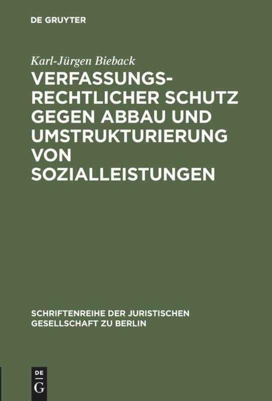 Cover: 9783110158106 | Verfassungsrechtlicher Schutz gegen Abbau und Umstrukturierung von...