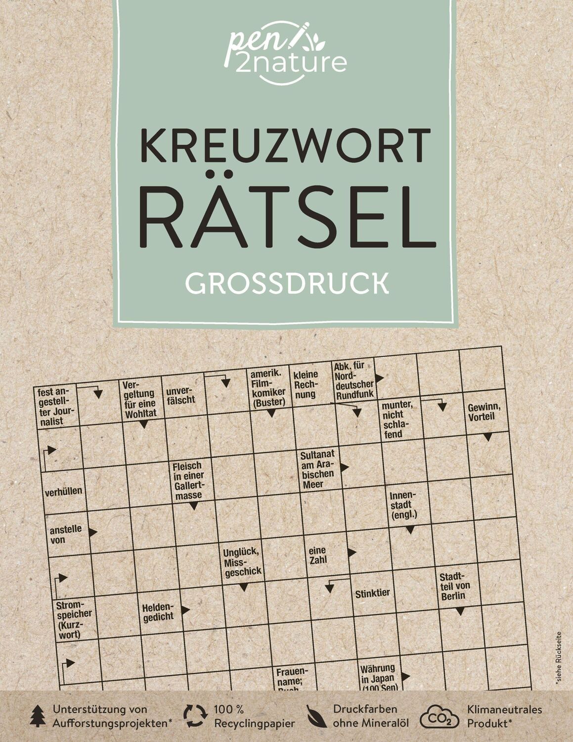 Cover: 9783987640162 | Kreuzworträtsel Großdruck. Nachhaltige Großdruck-Rätsel in Farbe