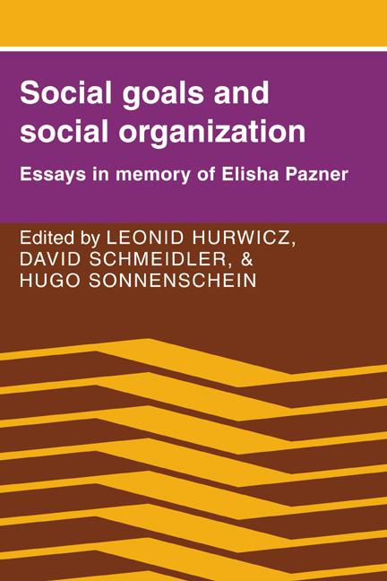 Cover: 9780521023955 | Social Goals and Social Organization | Leonid Hurwicz (u. a.) | Buch