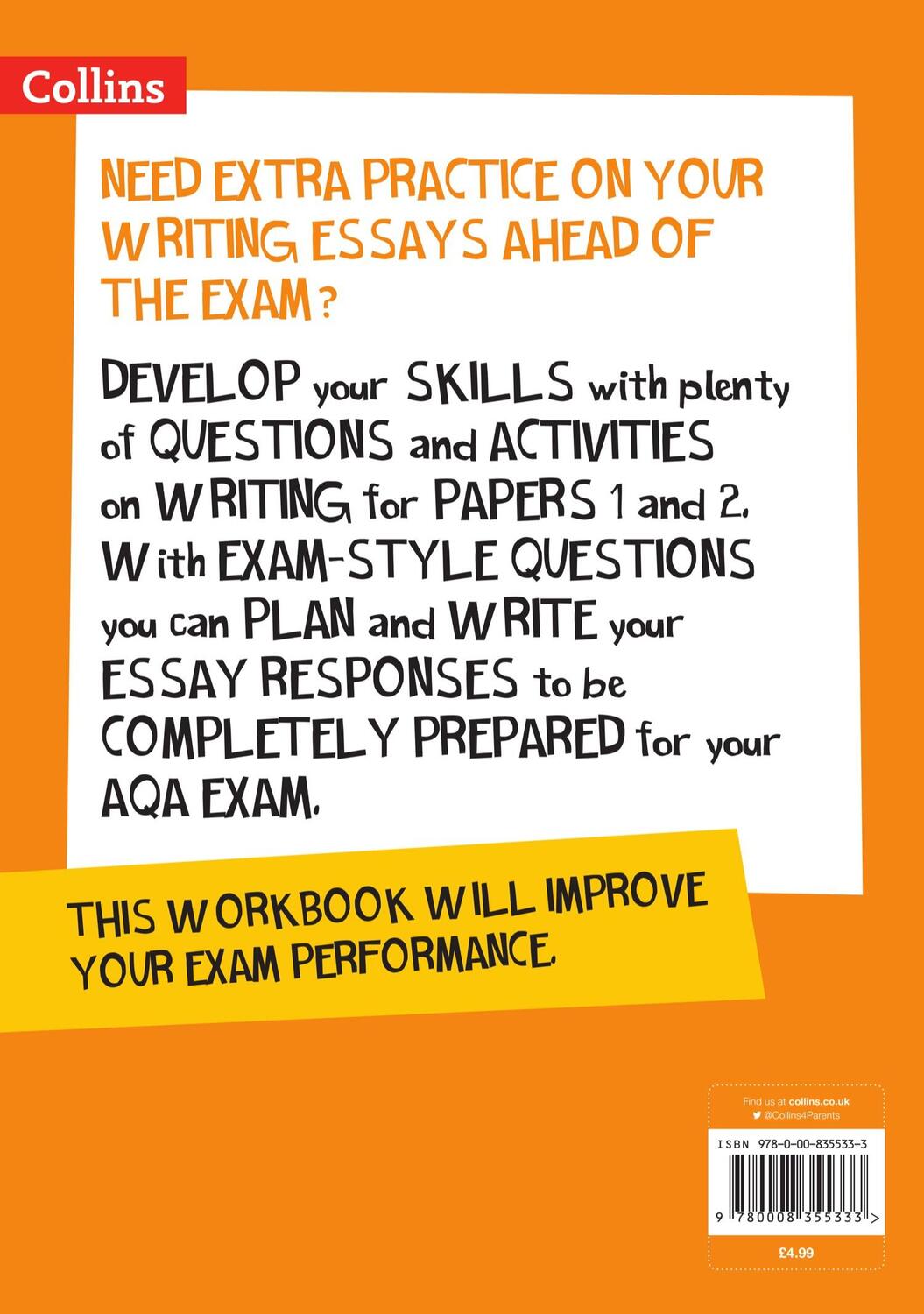 Rückseite: 9780008355333 | AQA GCSE 9-1 English Language Writing (Papers 1 &amp; 2) Workbook | Gcse