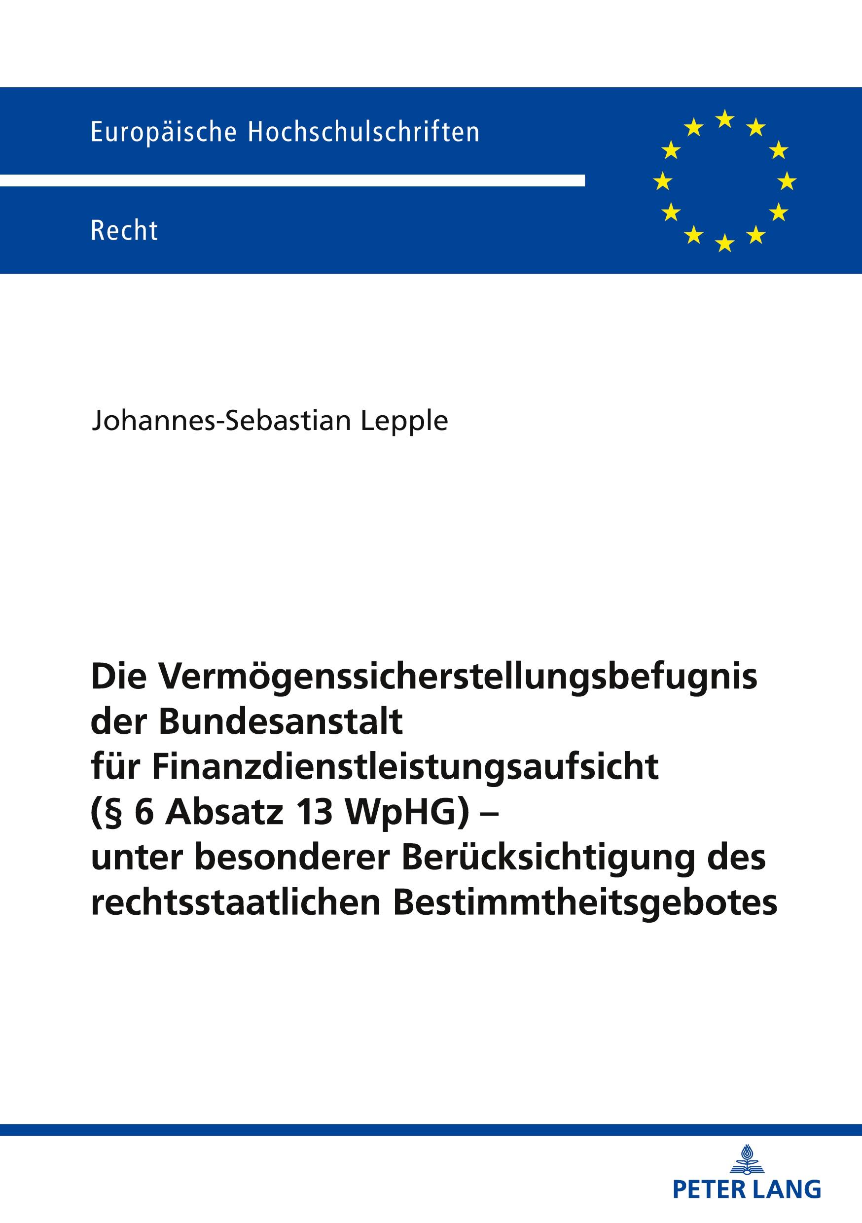 Cover: 9783631906002 | Die Vermögenssicherstellungsbefugnis der Bundesanstalt für...