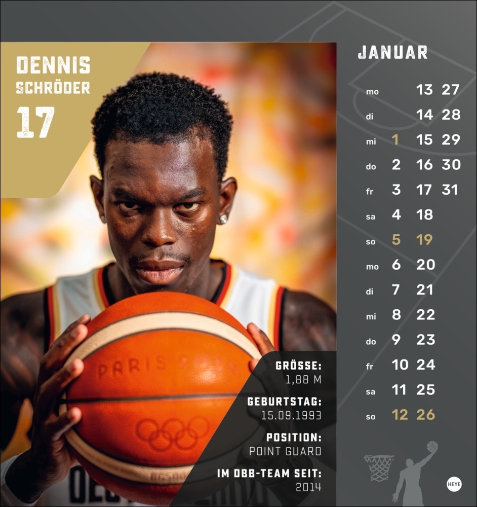 Bild: 9783756413317 | DBB Basketball Postkartenkalender 2025 | Kalender | Spiralbindung