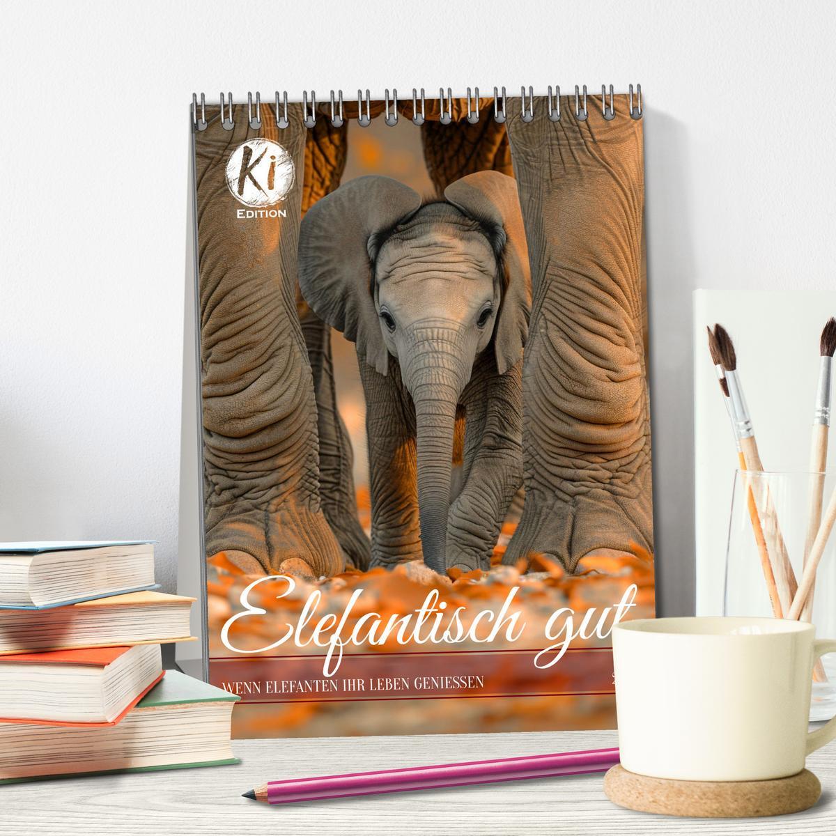 Bild: 9783383818738 | Elefantisch gut (Tischkalender 2025 DIN A5 hoch), CALVENDO...