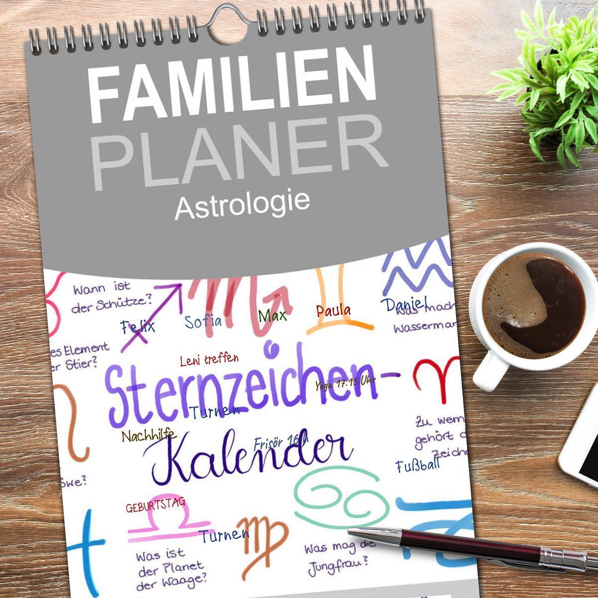 Bild: 9783457116074 | Familienplaner 2025 - Sternzeichen-Kalender mit 5 Spalten...