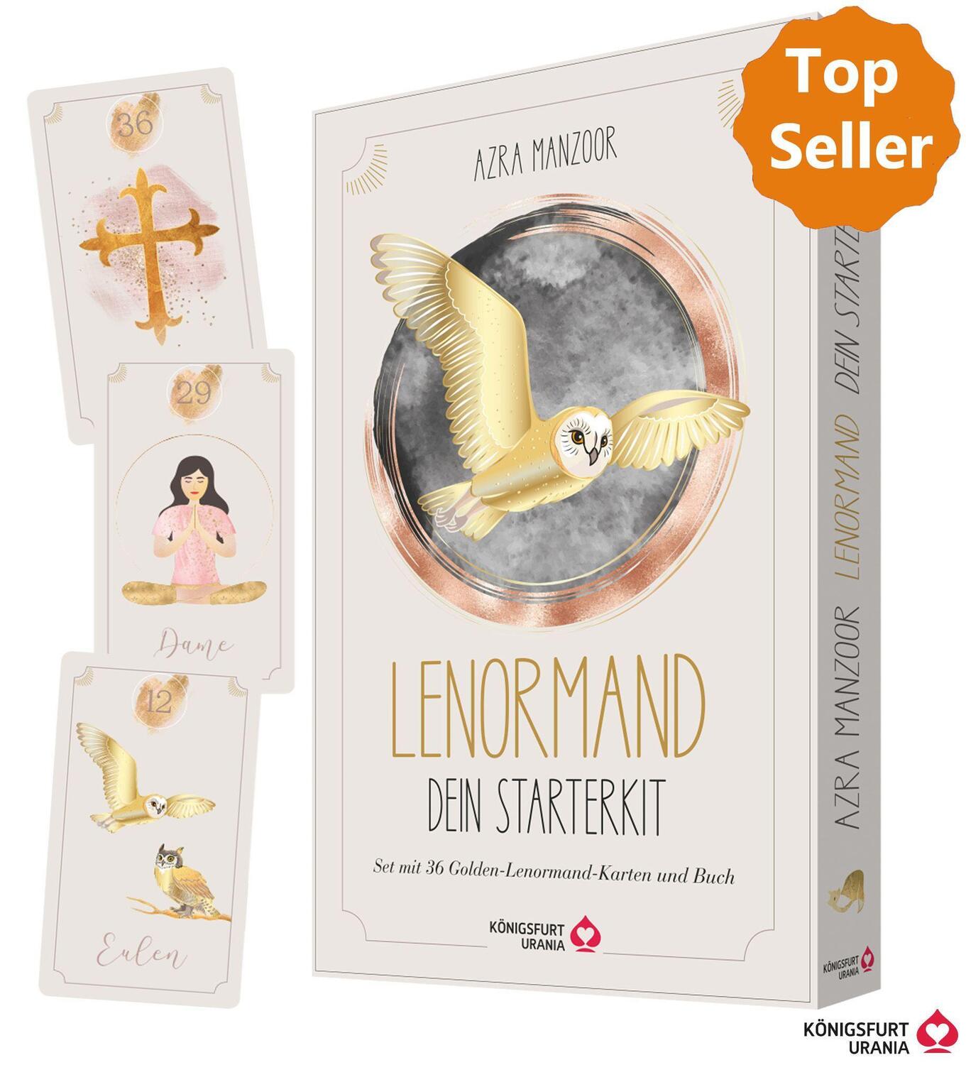 Cover: 9783868267921 | Lenormand - Dein Starterkit | 36 Golden-Lenormand-Karten und Buch