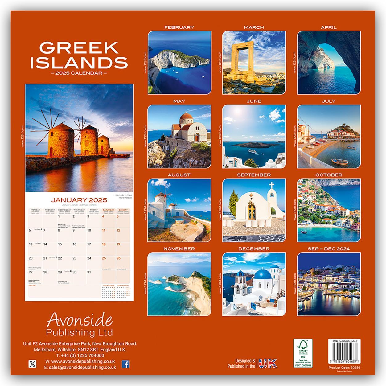 Rückseite: 9781804604687 | Greek Islands - Griechische Inseln 2025 - 16-Monatskalender | Ltd