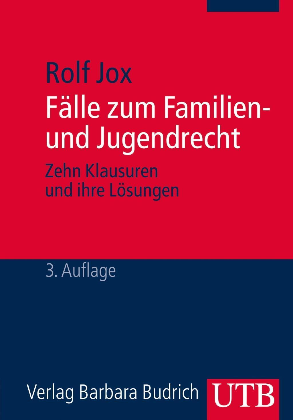 Cover: 9783825240516 | Fälle zum Familien- und Jugendrecht | Rolf Jox | Taschenbuch | 108 S.