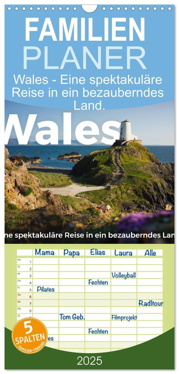 Cover: 9783457100394 | Familienplaner 2025 - Wales - Eine spektakuläre Reise in ein...