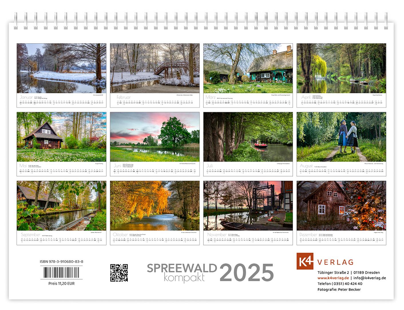 Bild: 9783910680838 | Kalender Spreewald kompakt - Peter Becker 2025 | K4 Verlag (u. a.)