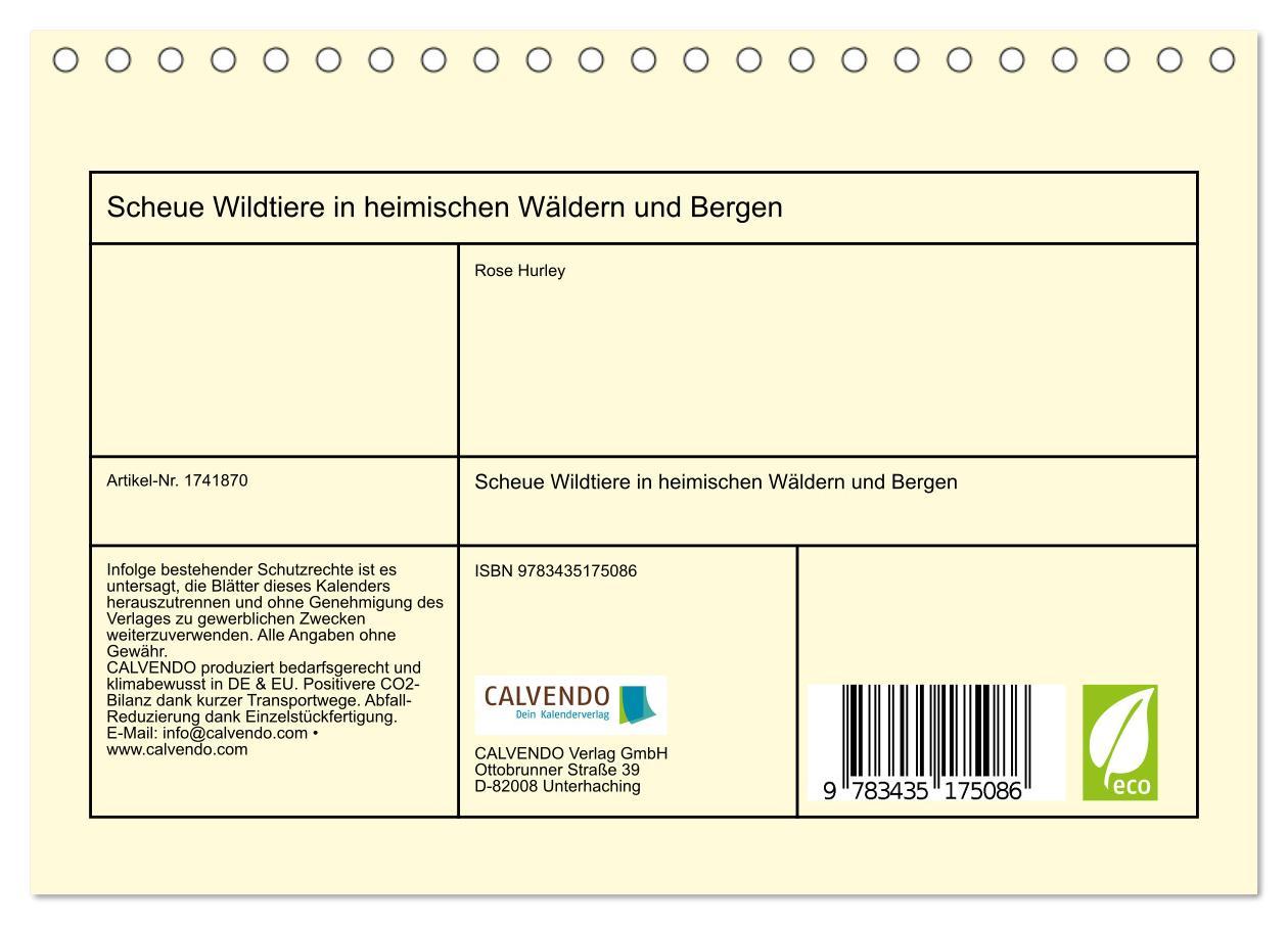 Bild: 9783435175086 | Scheue Wildtiere in heimischen Wäldern und Bergen (Tischkalender...