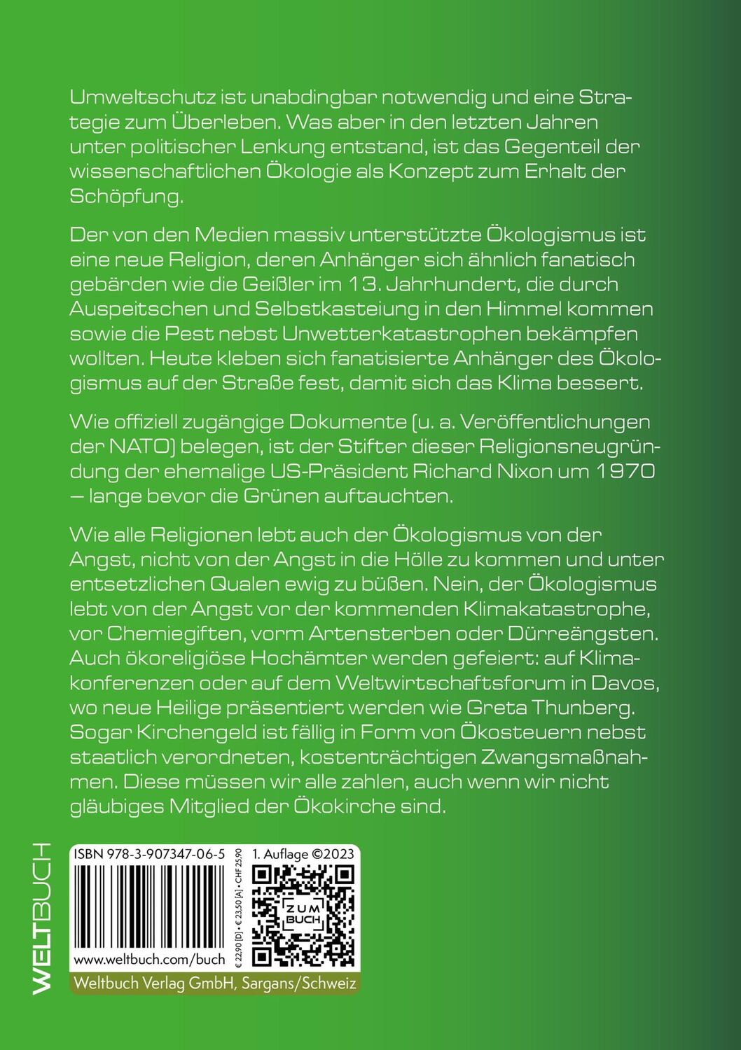 Rückseite: 9783907347065 | Die Grüne Falle | Wie der Ökologismus unsere Gesellschaft vergiftet