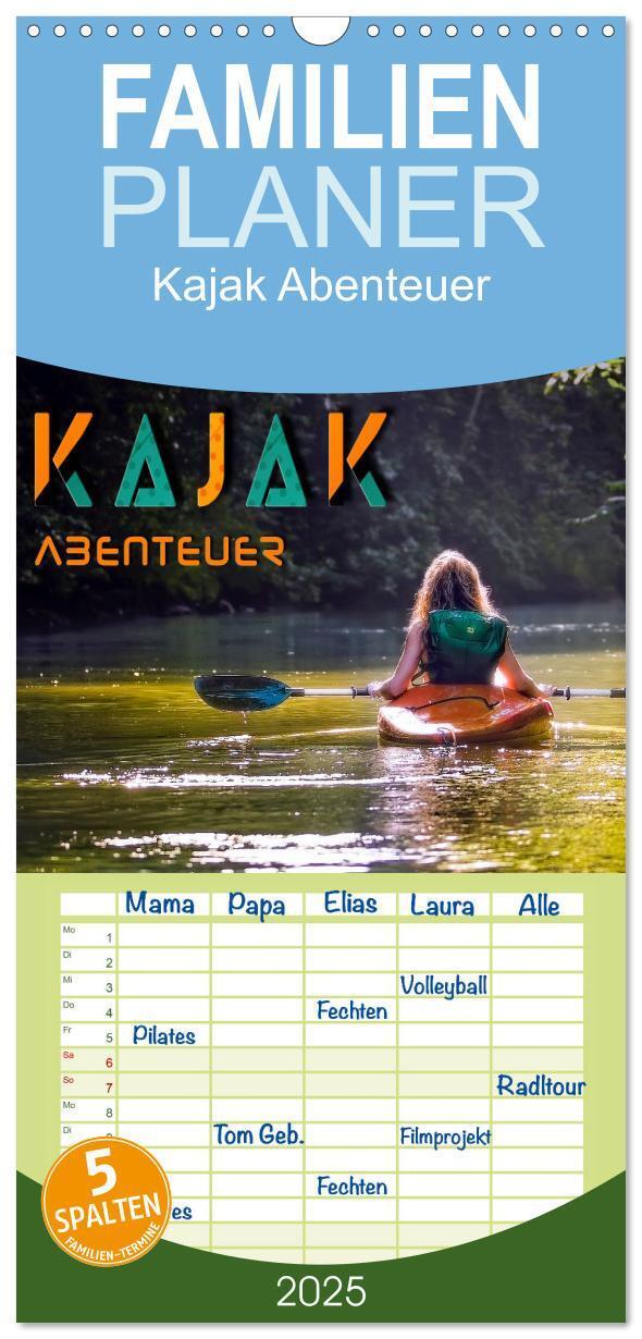 Cover: 9783457097410 | Familienplaner 2025 - Kajak Abenteuer mit 5 Spalten (Wandkalender,...