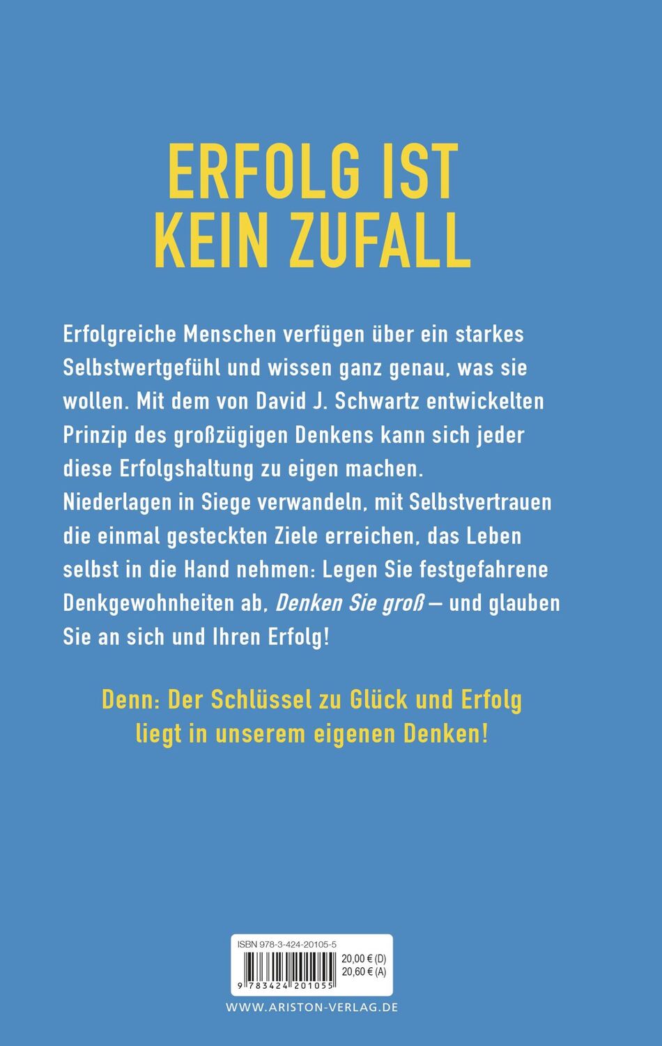 Bild: 9783424201055 | Denken Sie groß! | Erfolg durch großzügiges Denken | David Schwartz