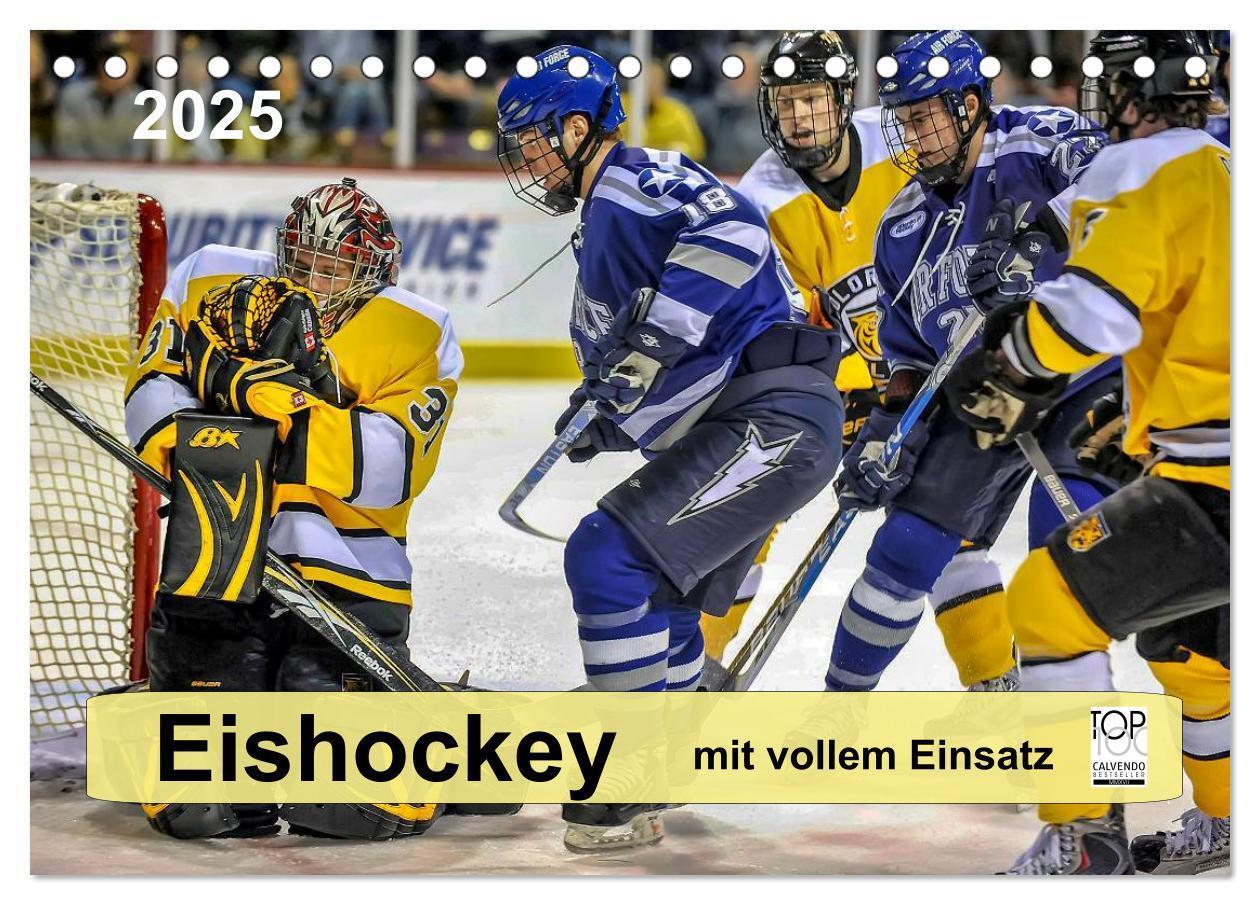 Cover: 9783435595464 | Mit vollem Einsatz - Eishockey (Tischkalender 2025 DIN A5 quer),...