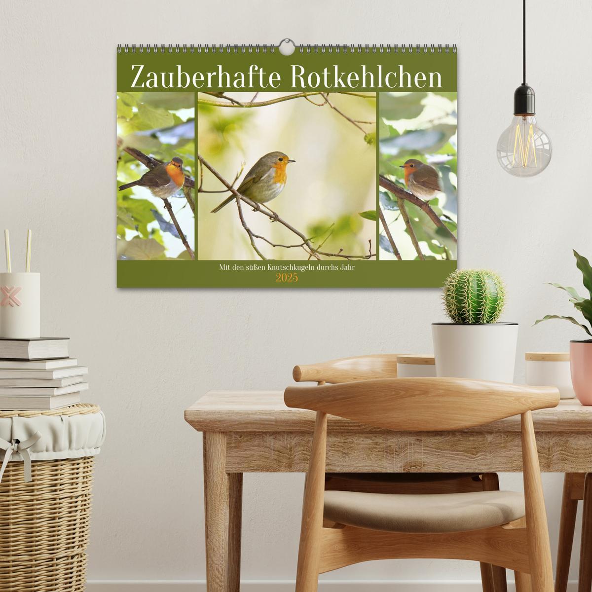 Bild: 9783383914829 | Zauberhafte Rotkehlchen (Wandkalender 2025 DIN A3 quer), CALVENDO...