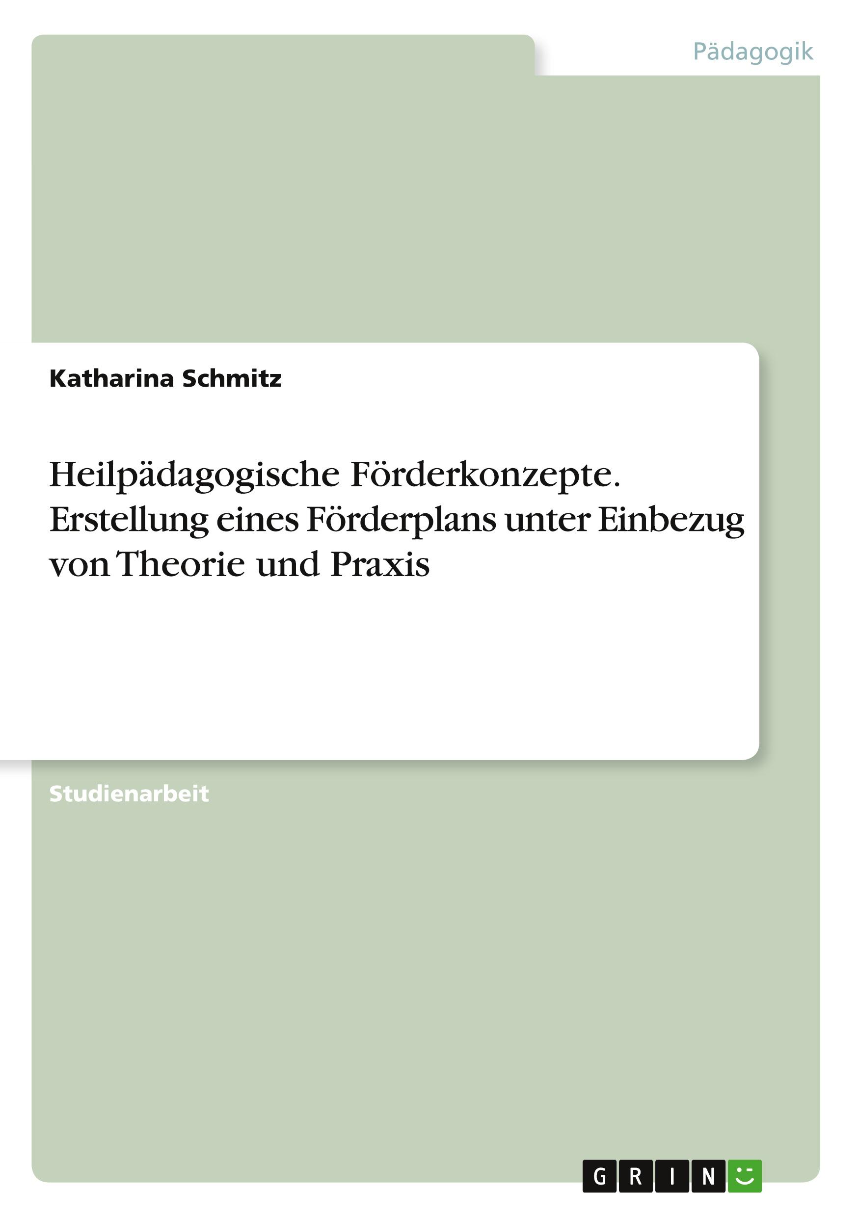 Cover: 9783346625946 | Heilpädagogische Förderkonzepte. Erstellung eines Förderplans unter...