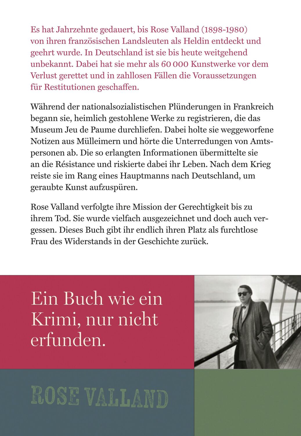 Rückseite: 9783945543481 | Rose Valland und die Liebe zur Kunst | Jennifer Lesieur | Buch | 2024