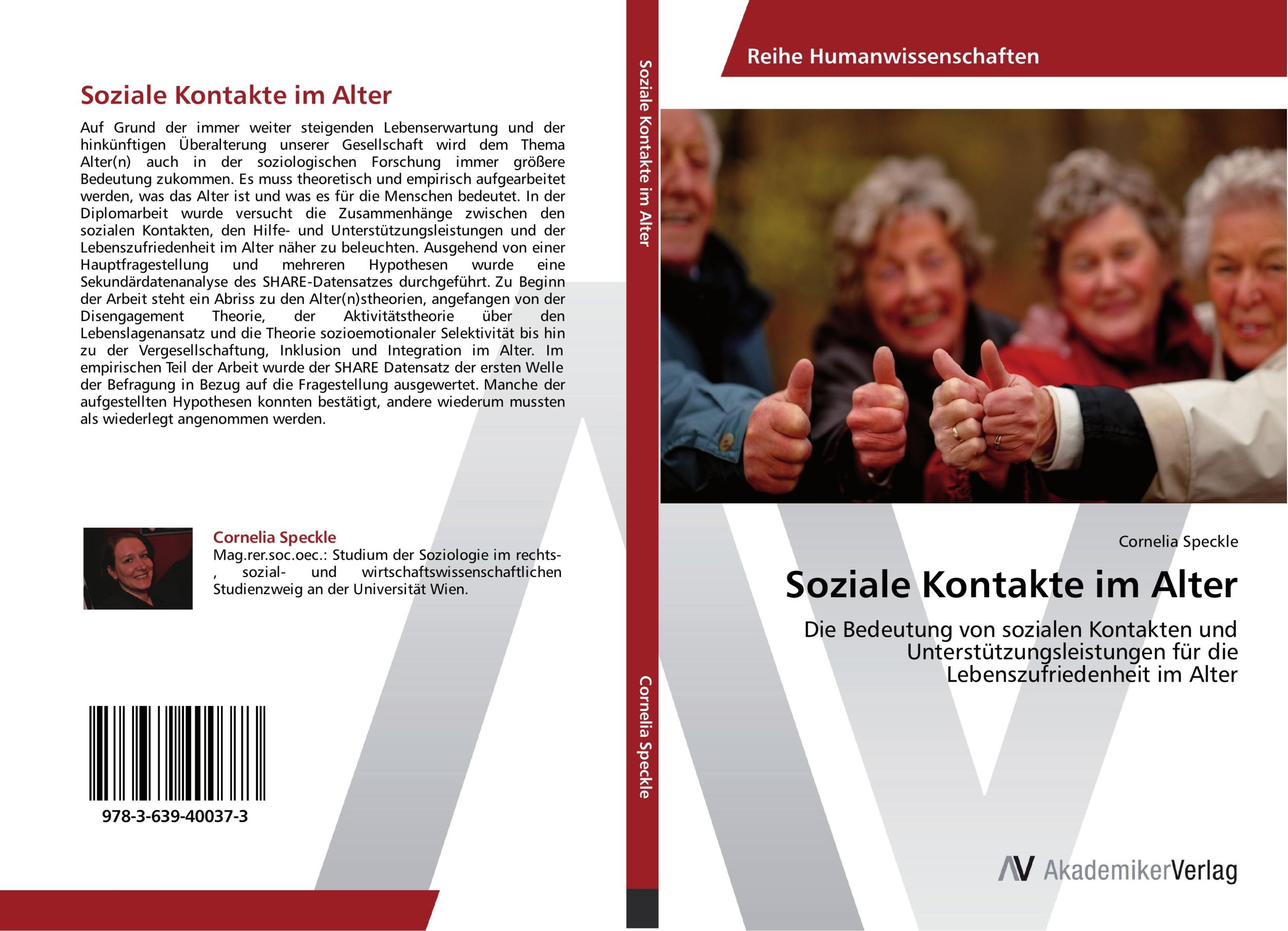 Cover: 9783639400373 | Soziale Kontakte im Alter | Cornelia Speckle | Taschenbuch | Paperback