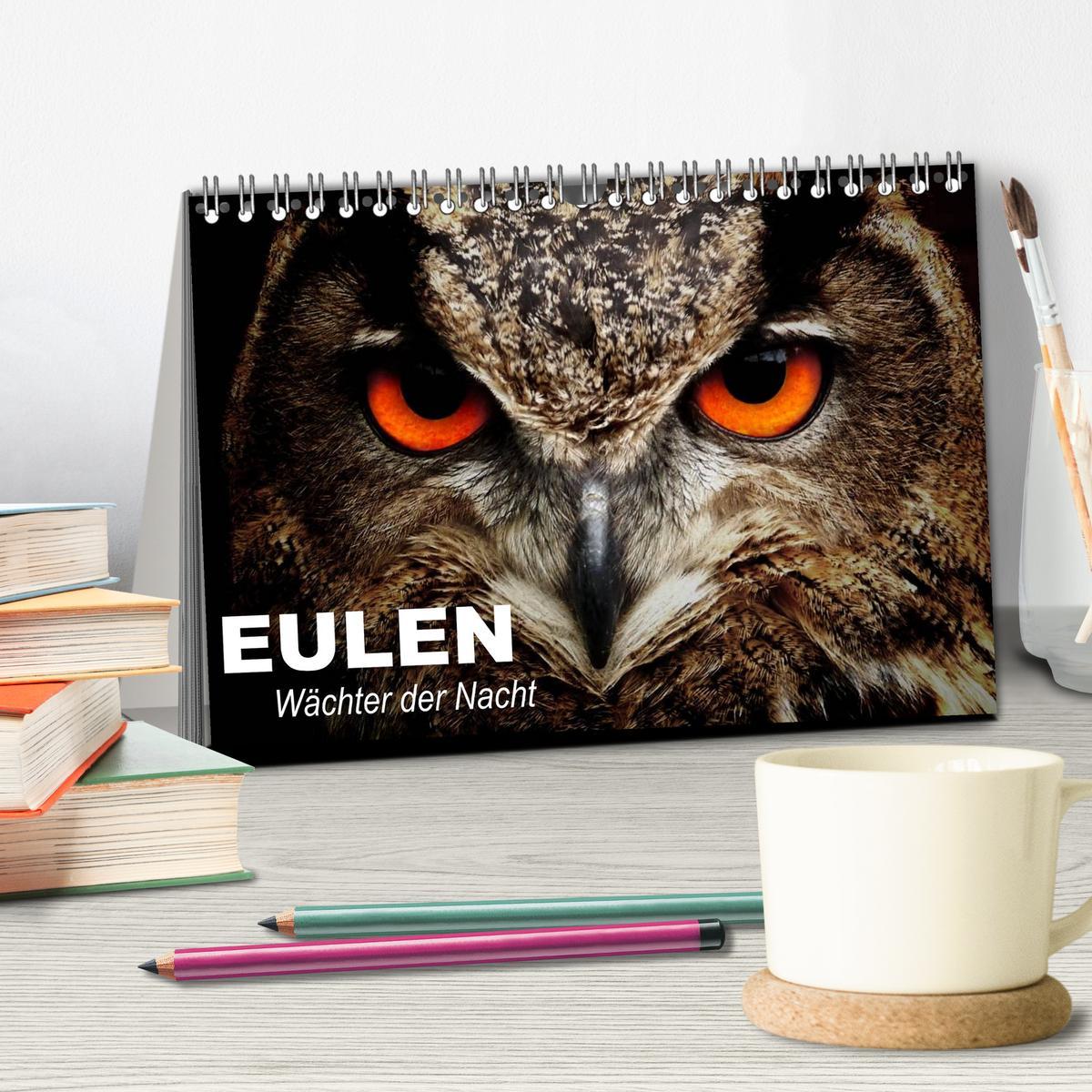 Bild: 9783435684281 | Eulen. Wächter der Nacht (Tischkalender 2025 DIN A5 quer), CALVENDO...