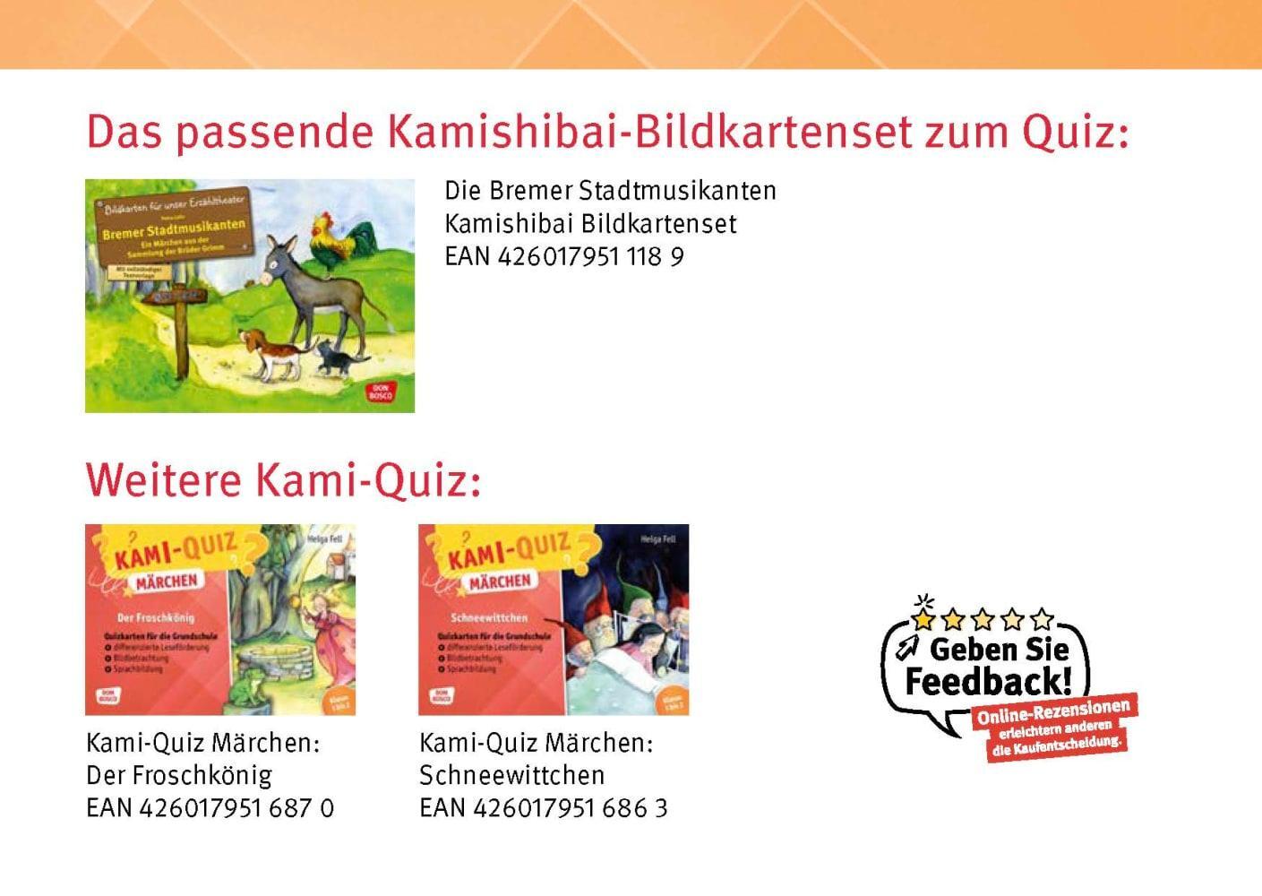 Bild: 4260179516856 | Kami-Quiz Märchen: Die Bremer Stadtmusikanten | Helga Fell | Box