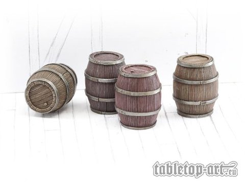 Cover: 704270723477 | Wooden Barrels Set 3 - Big Barrels (4) | Tabletop-Art