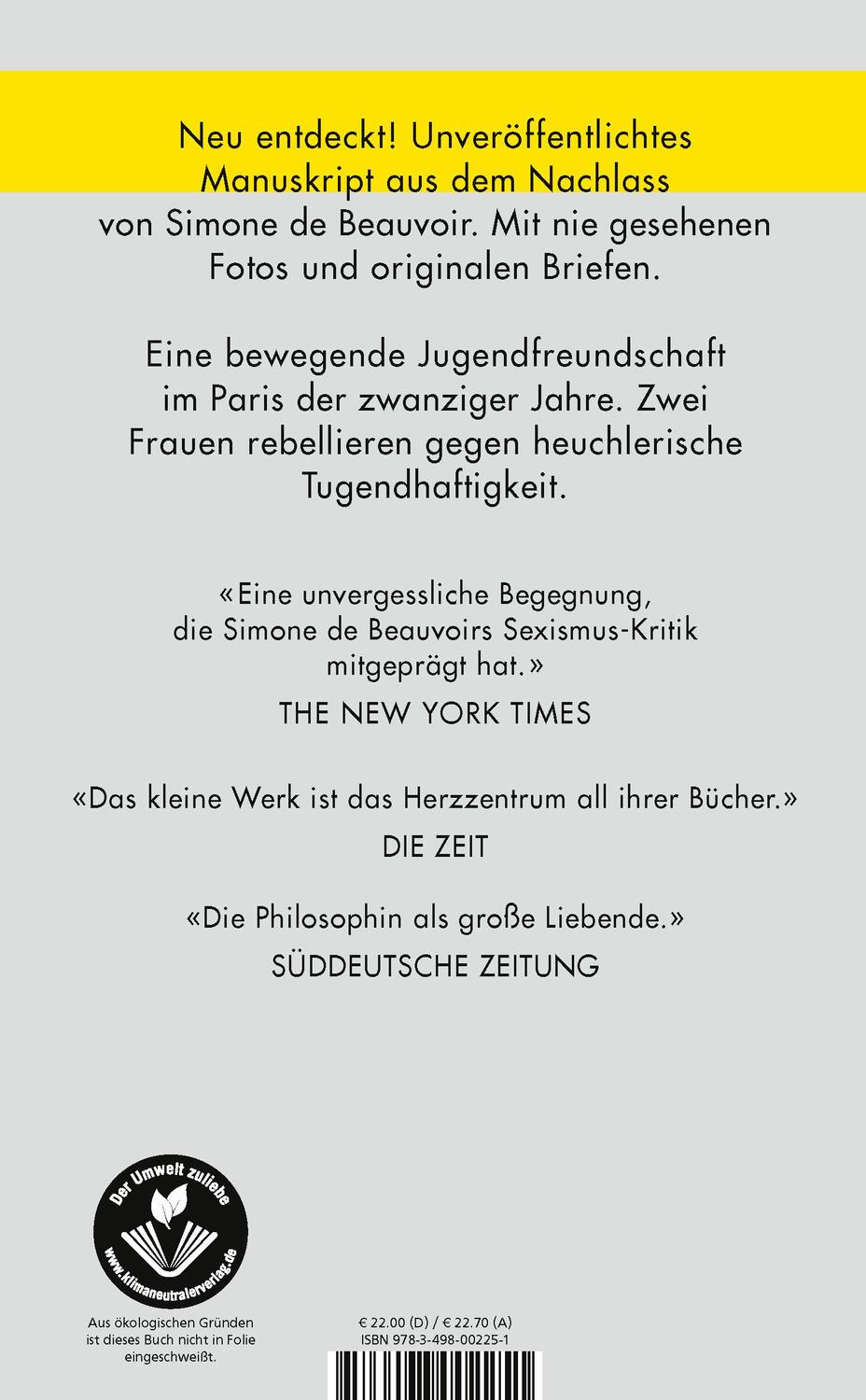 Rückseite: 9783498002251 | Die Unzertrennlichen | Simone De Beauvoir | Buch | Deutsch | 2021