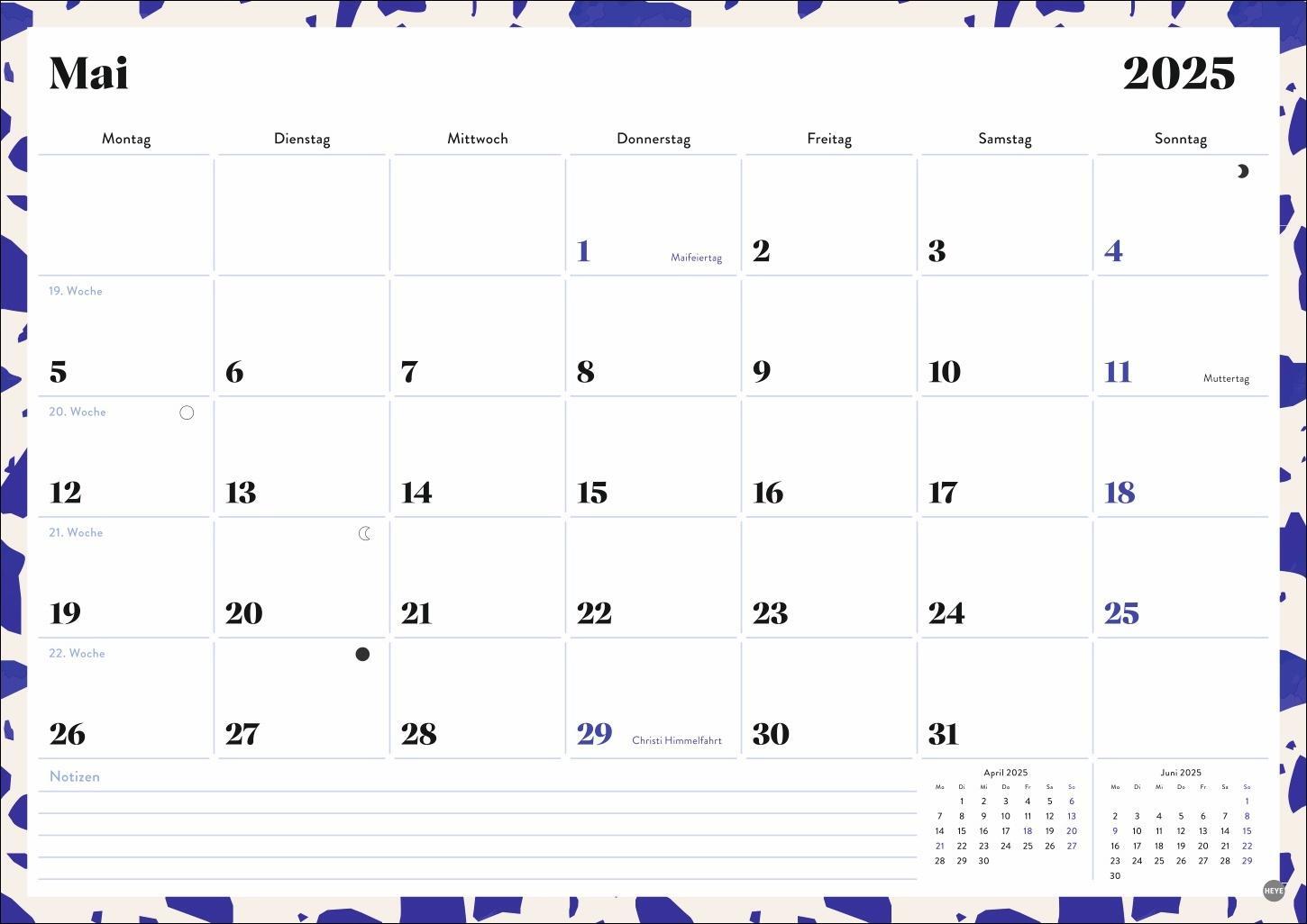 Bild: 9783756408733 | Design Monatsplaner 2025 | Kalender | Bürokalender Heye | 14 S. | 2025