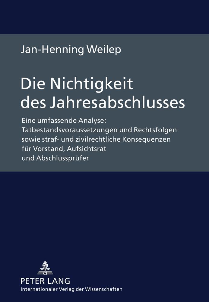 Cover: 9783631607350 | Die Nichtigkeit des Jahresabschlusses | Jan-Henning Weilep | Buch