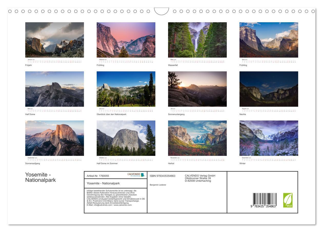 Bild: 9783435354863 | Yosemite - Nationalpark (Wandkalender 2025 DIN A3 quer), CALVENDO...