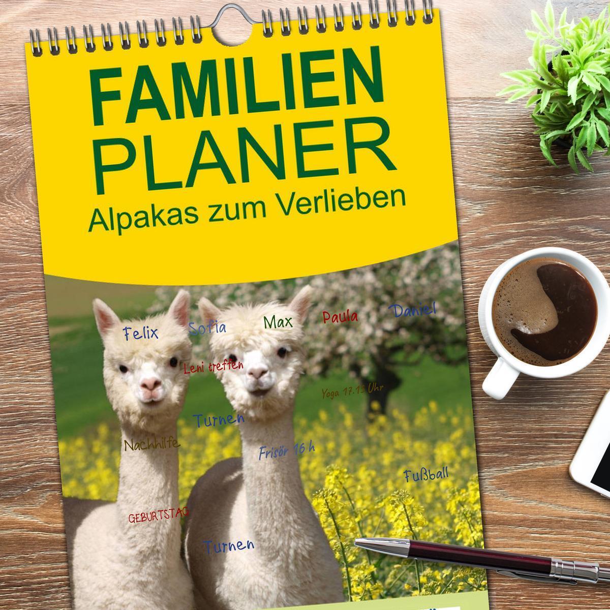 Bild: 9783457113134 | Familienplaner 2025 - Alpakas zum Verlieben mit 5 Spalten...