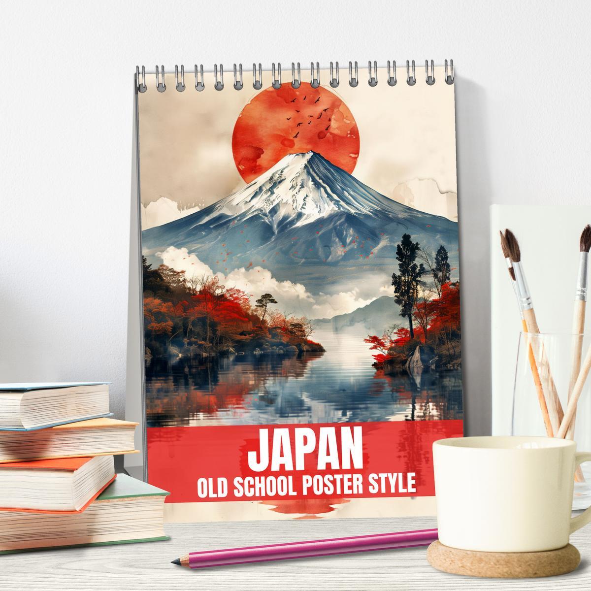 Bild: 9783435830619 | Japan - Old School Poster Style (Tischkalender 2025 DIN A5 hoch),...